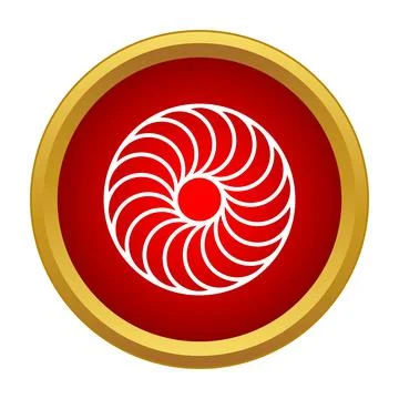 Red circle button with spiral swirl icon 스톡 일러스트