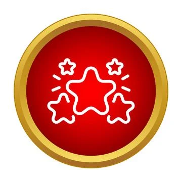 Red circle button with white stars achievement icon Illustrazione stock