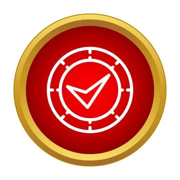 Red circle with checkmark representing success and approval Stock Illustration