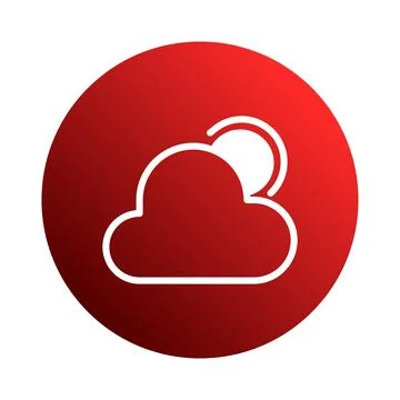 Red circle with cloud and sun illustration to represent weather forecast in.. Stock Illustration