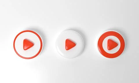 Red circle collection colored round play button on pastel background. Concept 스톡 일러스트