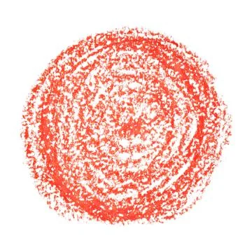 Red circle by crayon isolated on white Illustrazione stock