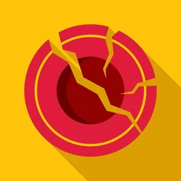 Red circle design cracking representing earthquake epicenter Stock Illustration