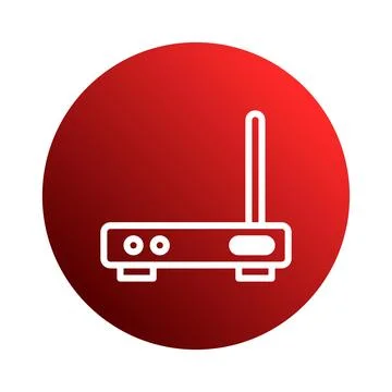 Red circle device communication concept represents wireless internet connec.. Stock-Illustration