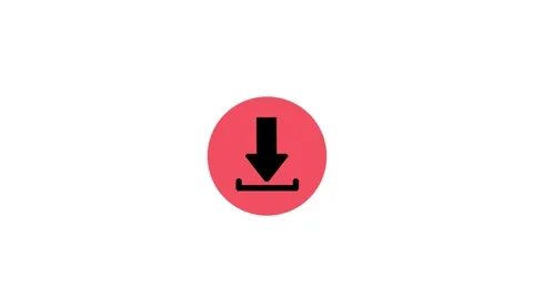 Red circle download icon with animation black arrow on white background sym.. Video stock 321739031