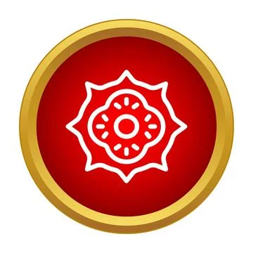 Red circle featuring ornamental mandala design emblem Stock Illustration
