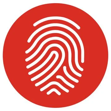 Red Circle Fingerprint Icon Digital Security Identity Stock Illustration