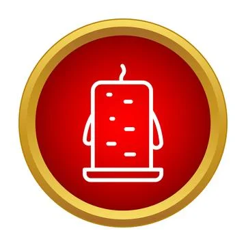 Red circle with flat white candle icon Stock Illustration
