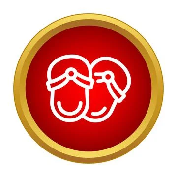 Red circle flip flops icon representing summer vacation Stock Illustration
