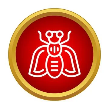 Red circle fly bug pest insect icon Illustrazione stock
