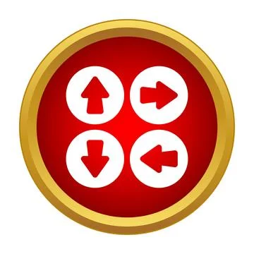 Red circle with four navigation arrow icons Stock Illustration