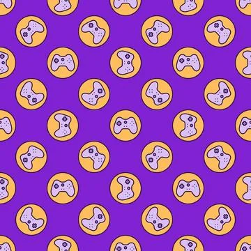 Red Circle with Game Controller vector Gamepad colored seamless pattern Stock Illustration