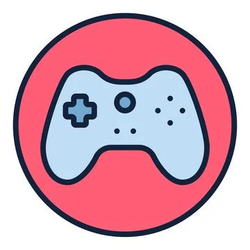 Red Circle with Game Controller vector Gamepad colored icon or sign Illustrazione stock