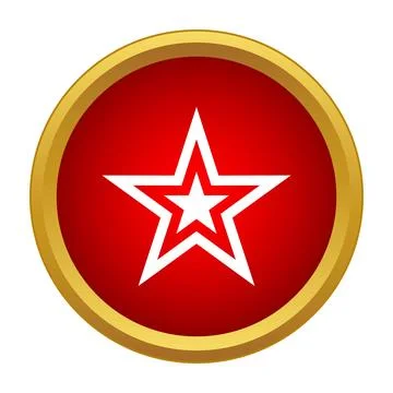 Red circle gold frame star achievement icon Stock Illustration