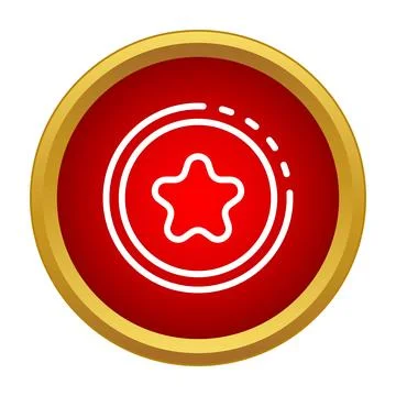 Red circle gold frame star icon design Stock Illustration