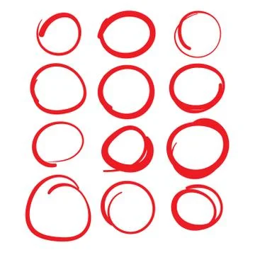 Red Circle Grading Marks w Swoosh Feel - Marking up Papers Stock Illustration