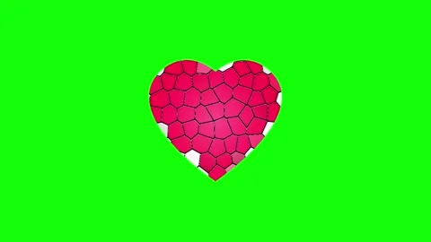 A red circle on green background and flower broken heart screen green screen Stock Footage 345497256