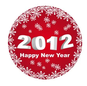 Red circle happy new year 2012 isolated over white background. vector Stock Illustration