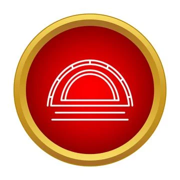 Red circle icon featuring bridge construction lines Stock Illustration