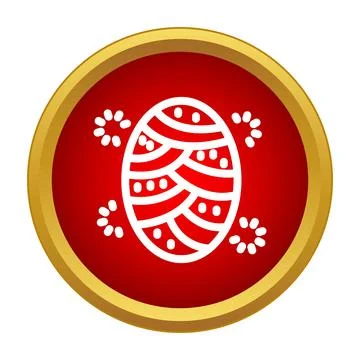 Red circle icon featuring a decorative easter egg 스톡 일러스트