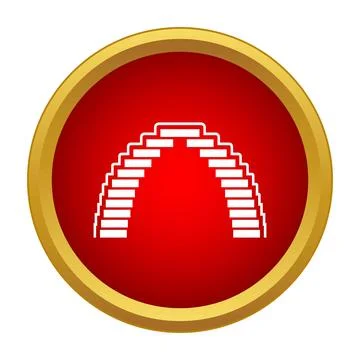 Red circle icon featuring a simple arch bridge Stock Illustration