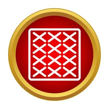 Red circle icon featuring white grid with diagonal crosses Illustrazione stock