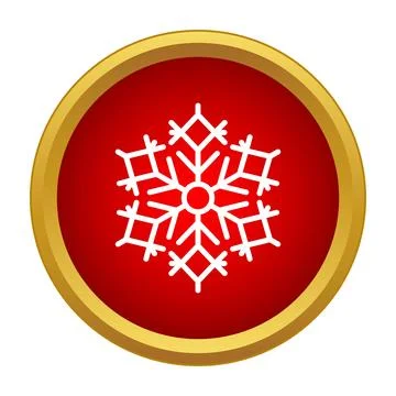 Red circle icon featuring white snowflake symbol Stock Illustration