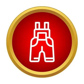 Red circle icon featuring worker bib overalls Stock Illustration
