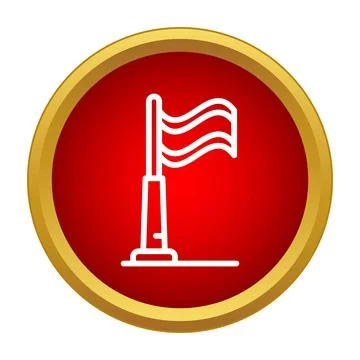 Red circle icon with finish flag symbol Stock Illustration