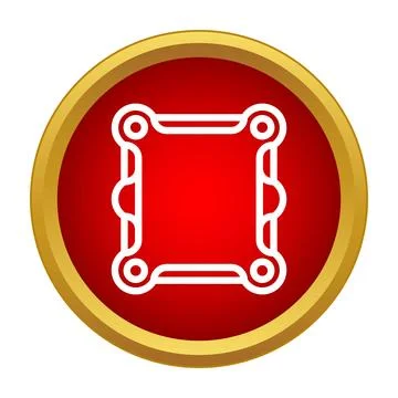 Red circle icon with gold border and white square frame Illustrazione stock