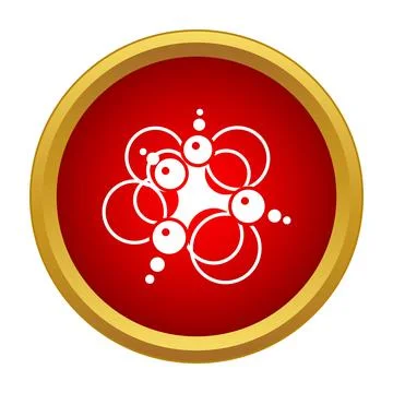 Red circle icon illustrating a complex molecular or atomic structure Stock Illustration