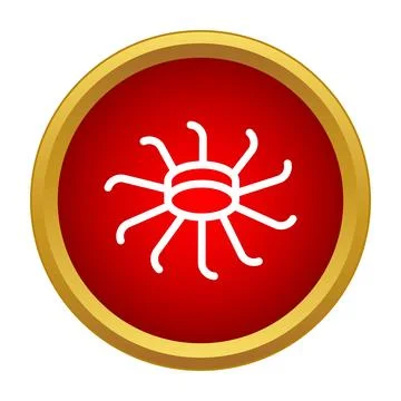 Red circle icon illustrating microbe virus bacteria concept Illustrazione stock