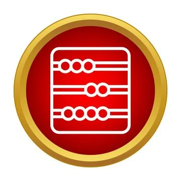 Red circle icon outlining an abacus with beads for counting 스톡 일러스트