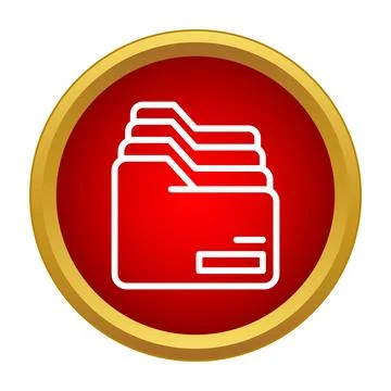 Red circle icon outlining folders storing data Illustrazione stock