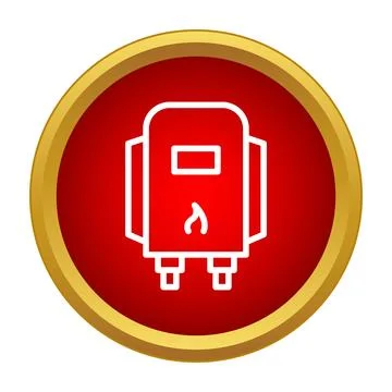 Red circle icon outlining gas water heater boiler 스톡 일러스트