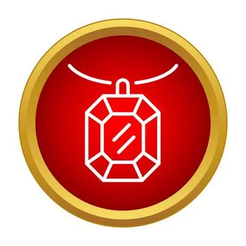 Red circle icon outlining a gem pendant Illustrazione stock