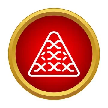 Red circle icon outlining a stitching triangle symbol Stock Illustration