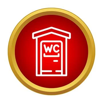 Red circle icon outlining wc portable toilet Stock Illustration