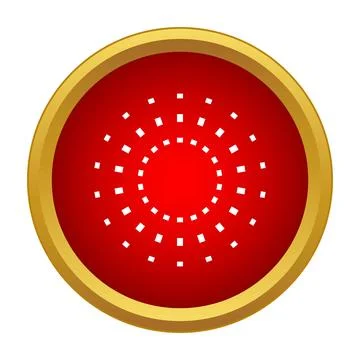 Red circle icon with radiating white squares Illustrazione stock