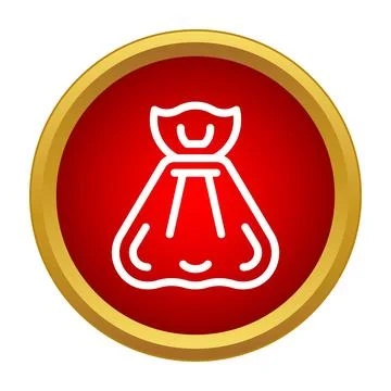 Red circle icon representing a tied garbage bag Stock Illustration
