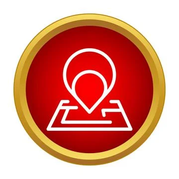 Red circle icon showing map location pin Stock Illustration
