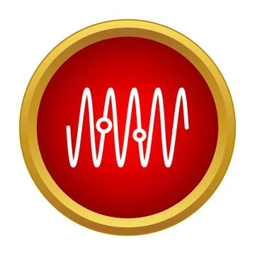 Red circle icon showing oscillating wave Stock Illustration