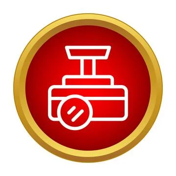 Red circle icon showing video recorder control Stock Illustration