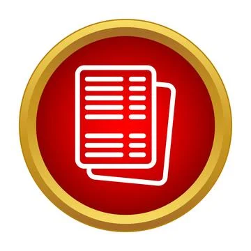Red circle icon two document papers data Stock Illustration