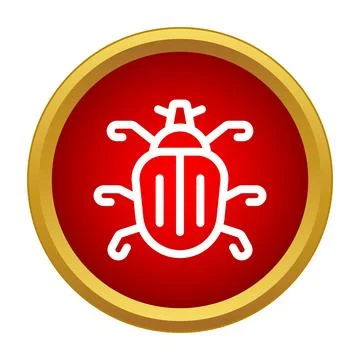 Red circle icon with white beetle bug outline 库存插图
