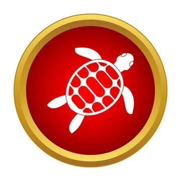 Red circle icon with white turtle symbol Ilustración de archivo