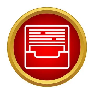 Red circle inbox icon organizing email messages Ilustração Stock