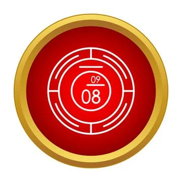Red circle interface with white numbers and a gold border Stock Illustration