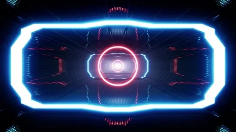 Red Circle Light Sci Fi Space Tunnel Stock Footage 201201630