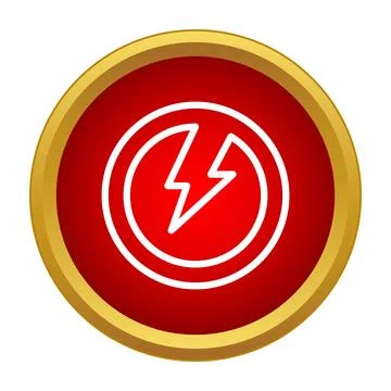 Red circle lightning bolt electricity power icon Stock Illustration